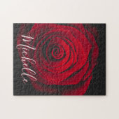 モノグラムカスタムレッドローズヴィンテージ写真 ジグソーパズル (横)