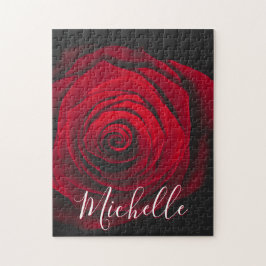 モノグラムカスタムレッドローズヴィンテージ写真 ジグソーパズル