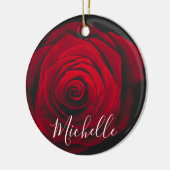 モノグラムカスタムレッドローズヴィンテージ写真 セラミックオーナメント (左)