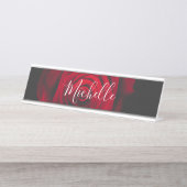 モノグラムカスタムレッドローズヴィンテージ写真 デスクネームプレート (正面)