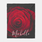 モノグラムカスタムレッドローズヴィンテージ写真 フリースブランケット (正面)