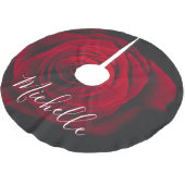 モノグラムカスタムレッドローズヴィンテージ写真 ブラッシュドポリエステルツリースカート (アングル)