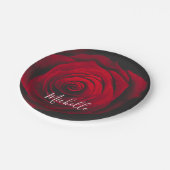 モノグラムカスタムレッドローズヴィンテージ写真 ペーパープレート (アングル)