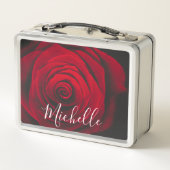 モノグラムカスタムレッドローズヴィンテージ写真 メタルランチボックス (裏面)