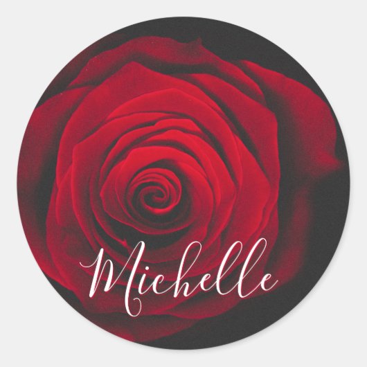 モノグラムカスタムレッドローズヴィンテージ写真 ラウンドシール (正面)