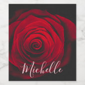 モノグラムカスタムレッドローズヴィンテージ写真 ワインラベル (シングルラベル)