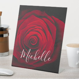 モノグラムカスタムレッドローズヴィンテージ写真 台座サイン