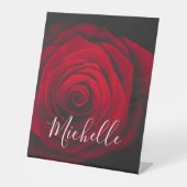 モノグラムカスタムレッドローズヴィンテージ写真 台座サイン (正面)