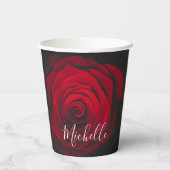 モノグラムカスタムレッドローズヴィンテージ写真 紙コップ (裏面)