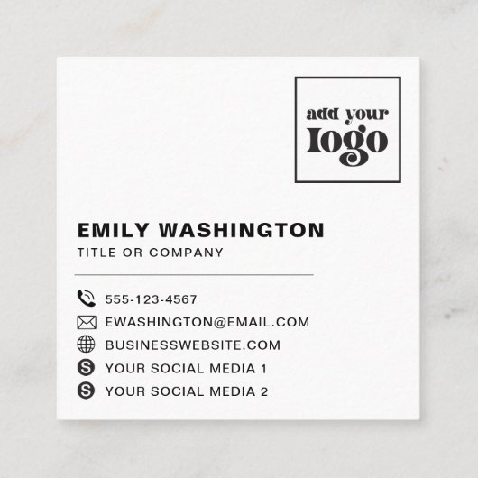 モノグラムカスタムロゴソーシャルメディアのアイコン |ピンク スクエア名刺 (裏面)