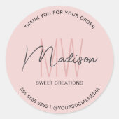 モノグラムカスタムロゴピンクベーカリーシール ラウンドシール (正面)