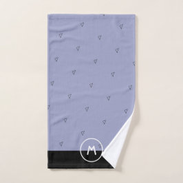 モノグラムカスタム名ブルーシンプルブラックミニマリスト ハンドタオル