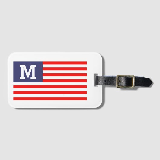 モノグラムカスタム愛国的なアメリカ国旗の旅行 ラゲッジタグ (正面横)