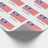 モノグラムカスタム愛国的アメリカ合衆国国旗の休日 ラッピングペーパー (角)