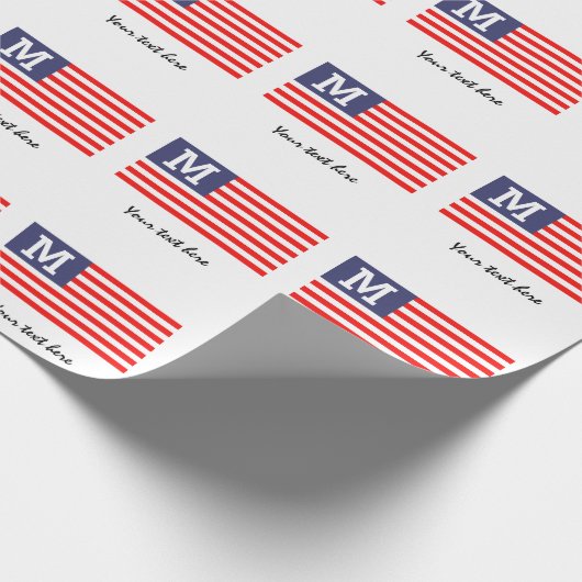 モノグラムカスタム愛国的アメリカ合衆国国旗の休日 ラッピングペーパー (角)