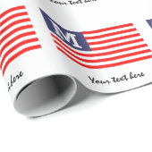 モノグラムカスタム愛国的アメリカ合衆国国旗の休日 ラッピングペーパー (ロールコーナー)