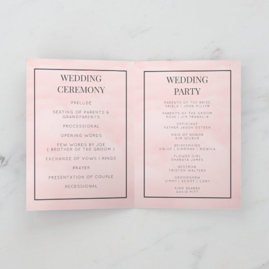 モノグラムカスタム折り畳み式結婚式プログラムカード プログラム (内部)