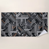 モノグラムカスタム抽象芸術工業パターン ビーチタオル (正面)