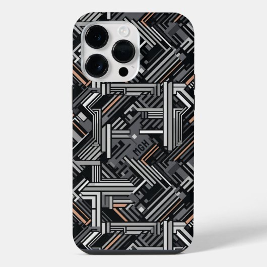 モノグラムカスタム抽象芸術工業パターン iPhoneケース (裏面)