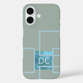 モノグラムカスタム抽象芸術幾何学的セージ緑ティール(緑がかった色) Case-Mate iPhoneケース (裏面)