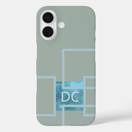 モノグラムカスタム抽象芸術幾何学的セージ緑ティール(緑がかった色) Case-Mate iPhoneケース (裏面)