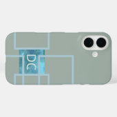 モノグラムカスタム抽象芸術幾何学的セージ緑ティール(緑がかった色) Case-Mate iPhoneケース (裏面 (横))