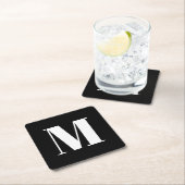 モノグラムカスタム白黒イニシャルモダンパーティー スクエアペーパーコースター (インサイチュ)