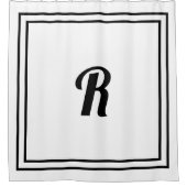 モノグラムカスタム白黒エレガントスクリプト名 シャワーカーテン (正面)