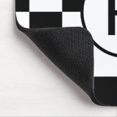 モノグラムカスタム白黒チェッカーボードパターン マウスパッド (コーナー)