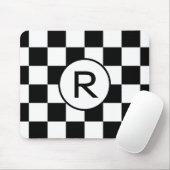 モノグラムカスタム白黒チェッカーボードパターン マウスパッド (マウス)