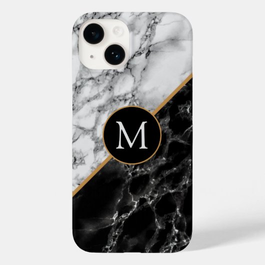 モノグラムカスタム白黒大理石 Case-Mate iPhoneケース (裏面)