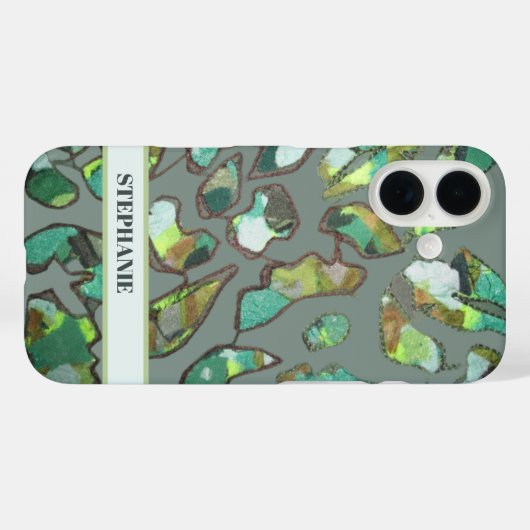 モノグラムカスタム緑褐色抽象芸術迷彩柄自然 Case-Mate iPhoneケース (裏面 (横))