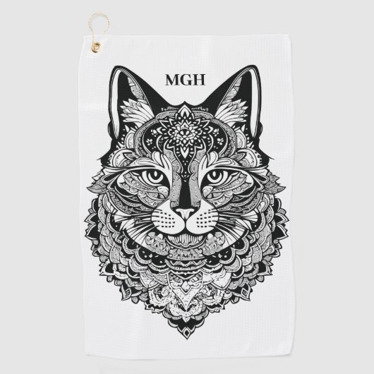 モノグラムカスタム装飾猫 ゴルフタオル (正面)