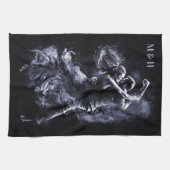 モノグラムカスタム踊りカップル キッチンタオル (横)