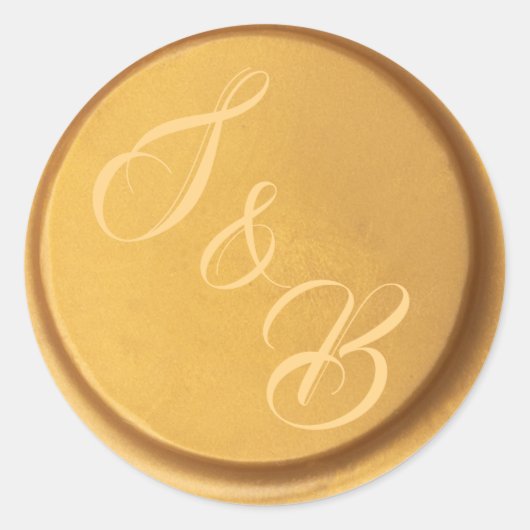 モノグラムカスタム金ゴールドワックスシール結婚式用シール ラウンドシール (正面)
