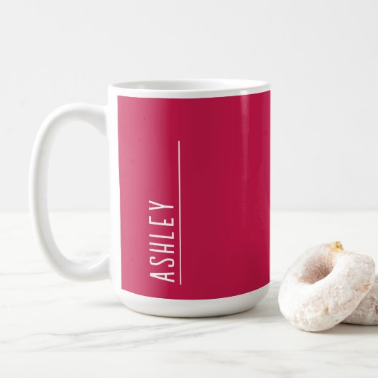 モノグラムカスタム、さくらんぼピンク コーヒーマグカップ (ドーナツ)