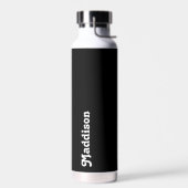 モノグラムカスタム、ブラックレトロタイポグラフィ ウォーターボトル (左面)