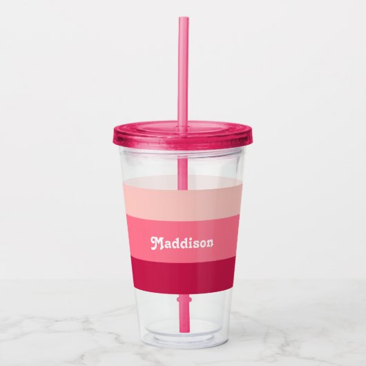 モノグラムカスタム、明るいピンクのレトロタイポグラフィ アクリルタンブラー (正面)