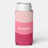モノグラムカスタム、明るいピンクのレトロタイポグラフィ スリム缶クーラー (Seltzer正面)