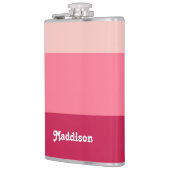 モノグラムカスタム、明るいピンクのレトロタイポグラフィ フラスク (左)