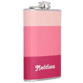 モノグラムカスタム、明るいピンクのレトロタイポグラフィ フラスク (右)