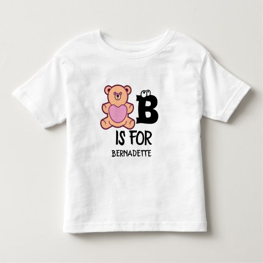 モノグラムカスタムBはクマかわいい動物おもしろい用である トドラーTシャツ (正面)