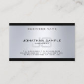 モノグラムカッコいいシルバーモダンプレインラグジュアリーエレガント 名刺 (正面)