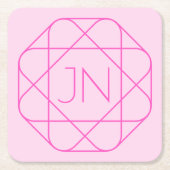 モノグラムカッコいい、お尻ロゴスタイル |ピンクとマゼンタ スクエアペーパーコースター (正面)