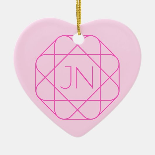 モノグラムカッコいい、お尻ロゴスタイル |ピンクとマゼンタ セラミックオーナメント (正面)