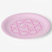 モノグラムカッコいい、お尻ロゴスタイル |ピンクとマゼンタ ペーパープレート (アングル)