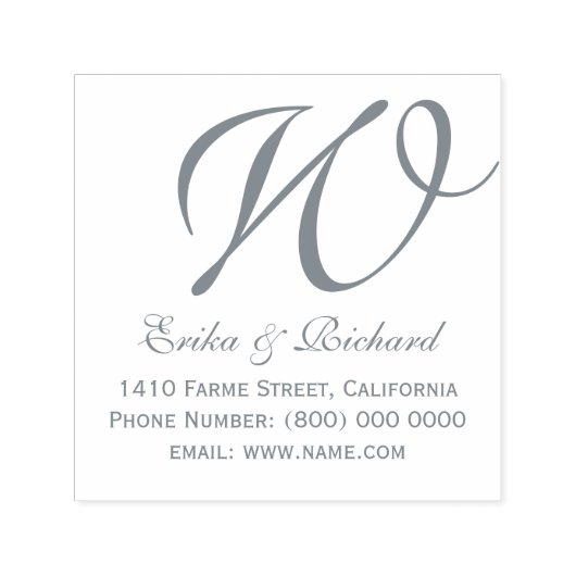 モノグラムカップルの名前と住所グレー セルフインキングスタンプ (デザイン)