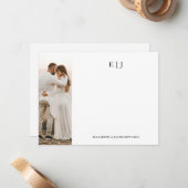 モノグラムカップルイニシャルと写真パーソナライズされた ノートカード (正面/裏面インサイチュ)