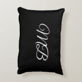 モノグラムカップルイニシャル白黒ギフトお願い アクセントクッション (裏面(縦))