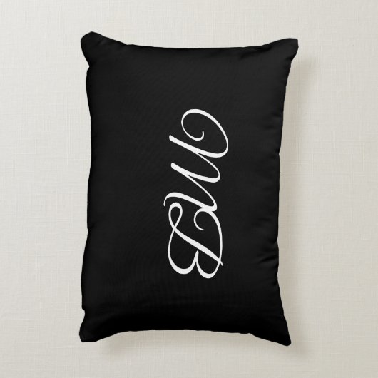 モノグラムカップルイニシャル白黒ギフトお願い アクセントクッション (裏面(縦))